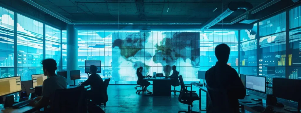 a dynamic office environment showcases a team of solar industry professionals engaged in a brainstorming session, surrounded by charts and digital screens displaying innovative business models, highlighting their strategic focus on overcoming challenges from reduced federal incentives.
