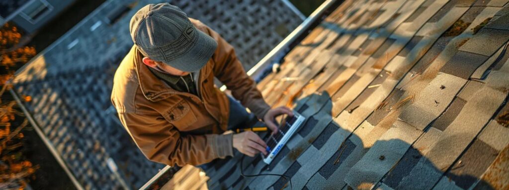 a homeowner carefully inspects their roof, measuring the optimal solar exposure for solar panel installation.