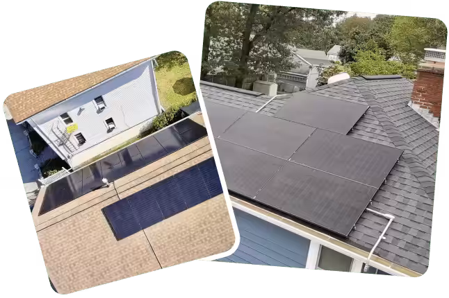 Solar panels installed on rooftops, showcasing Sunfinity Power's roof and solar integration services for energy savings.